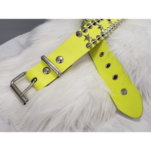 LIME GREEN METAL STUDDED CANVAS BELT PUNK PLUS MOD RAVE ROCK STAR STAR EMO main image 5